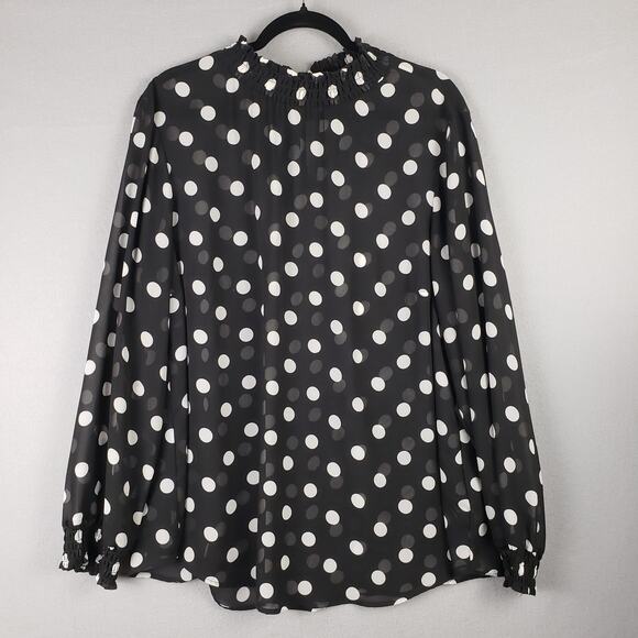 Torrid Size 2X Chiffon Polka Dot Blouse Black White Semi Sheer Office Casual‎ - Picture 1 of 11